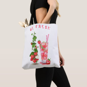 Fresh Strawberry Drink Canvas tas - aangepaste tek