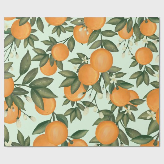 Fresh Summer Sinaasappels Botanical Citrus Greener Cadeaupapier (Vlak)
