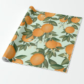 Fresh Summer Sinaasappels Botanical Citrus Greener Cadeaupapier (Uitgerold)