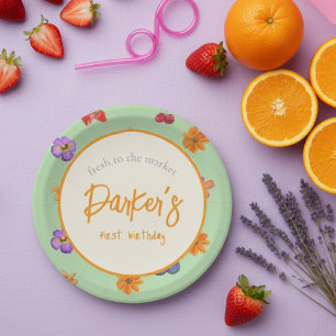 Fresh to the Market Eerste Verjaardag Thema – Bloe Papieren Bordje