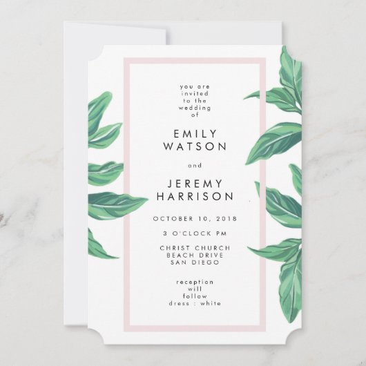 Fresh Tropical Island Beach Wedding Invitation (Devant)