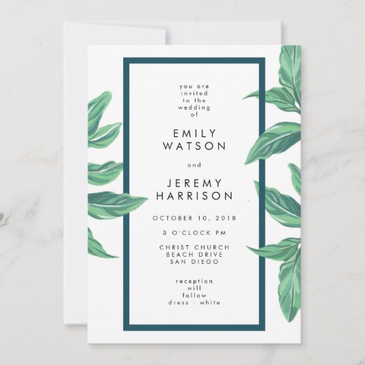 Fresh Tropical Island Beach Wedding Invitation (Devant)