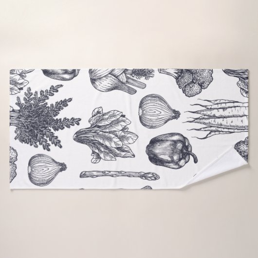 Fresh vegetables seamless pattern. Broccoli Badhanddoek (Badhanddoek)