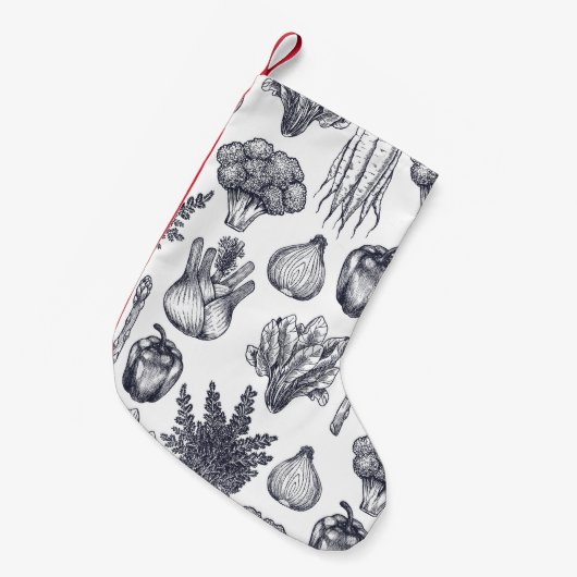 Fresh vegetables seamless pattern. Broccoli Kleine Kerstsok (Voorkant (Hangend))