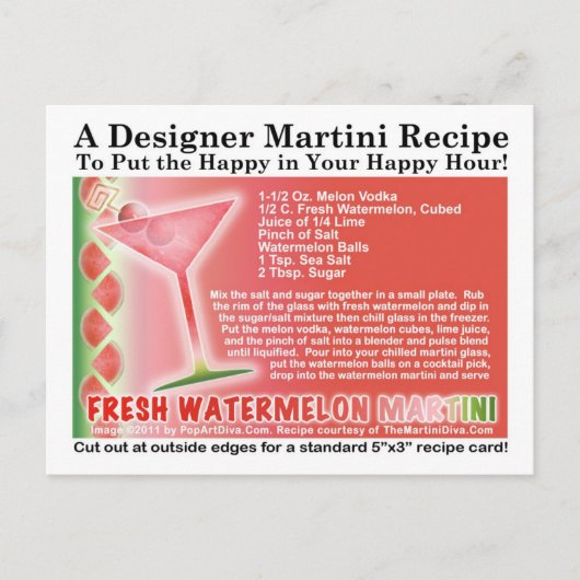 Fresh Watermelon Martini Recept Briefkaart (Voorkant)
