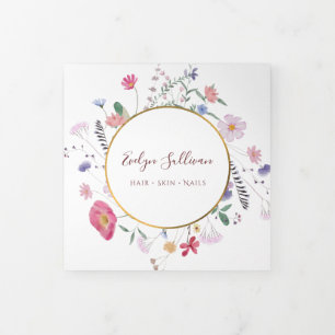 Fresh Wildflower Gold Circle Trifold Brochure Drieluik Kaart