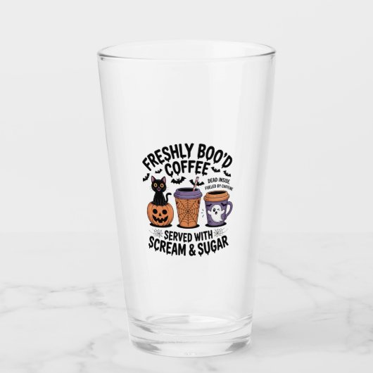 Freshly Boo'd Coffee Halloween Glas (Voorkant)