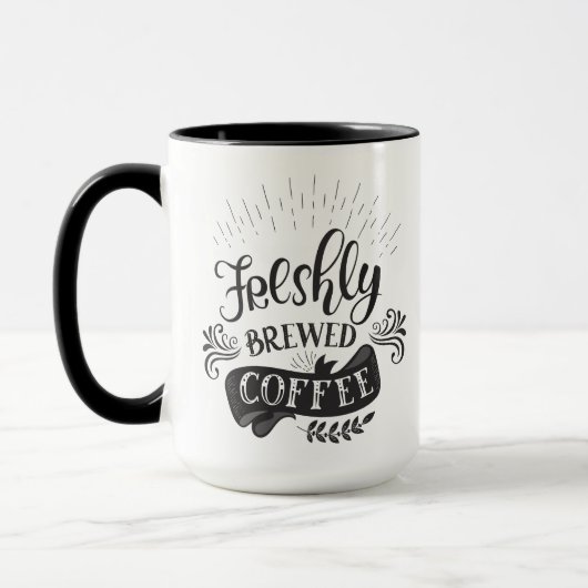 Freshly Brewed Coffee Personalized Mok (Links)