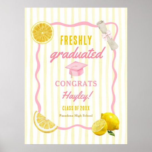 Freshly Graduated Grad Party Printable Welcome Poster (Voorkant)