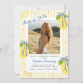 Freshly Graduated Lemon Blue Bow Graduation Kaart (Achterkant)