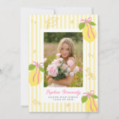 Freshly Graduated Lemon Pink Bow Graduation Bedankkaart (Voorkant)