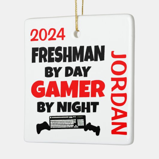 Freshman houdt van videogames keramisch ornament (Links)