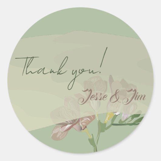 Fresia op Sage Ronde Sticker (Voorkant)