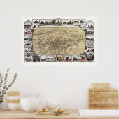 Fresno, CA Panoramic Map - 1901 Poster (Keuken)