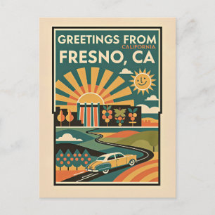 Fresno CA Retro Reisansichtkaart – Kleurrijke Jare Briefkaart