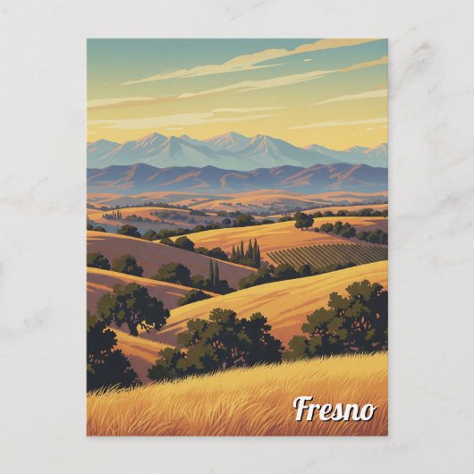 Fresno California Central Valley Briefkaart (Voorkant)