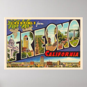 Fresno California groot Letter-Briefkaart Poster