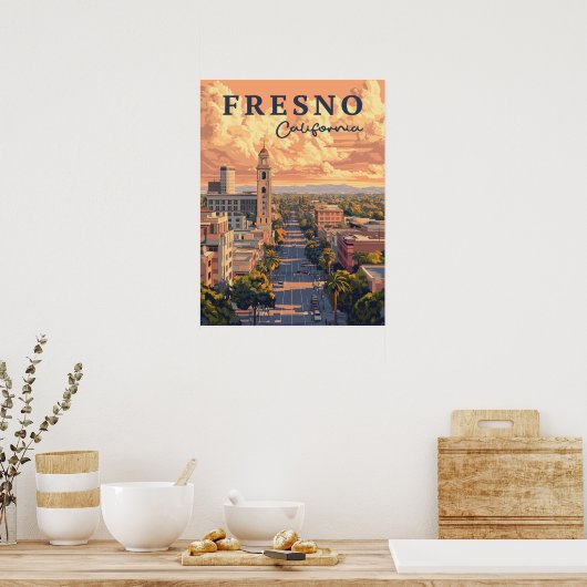 Fresno California stedelijk landschap Poster (Keuken)