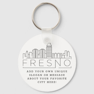 Fresno, California Stylized Skyline  Custom Slogan Sleutelhanger