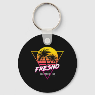 Fresno Californië Palmbomen Usa Surfen Retro Zon Sleutelhanger