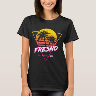 Fresno Californië Palmbomen Usa Surfen Retro Zon T-shirt