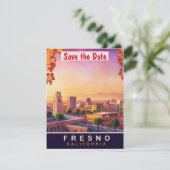 Fresno City Landmark Pastelkleurige trouwuitnodigi Save The Date (Staand voorkant)