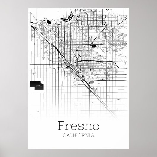 Fresno Map - California - City Map Poster (Devant)