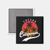 Fresno Retro Sunset and Palm Trees Magnet Magneet (Voorkant / Achterkant)