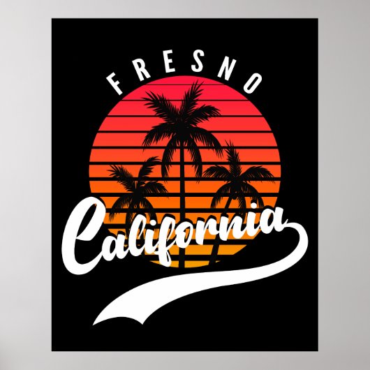 Fresno Retro Sunset Poster (Voorkant)