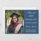 Fresque Bleu Jaune Élégant Invitation Photo (Devant)