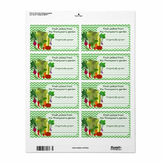 Fresque Du Étiquette De Légumes Du Jardin (Feuille entière)