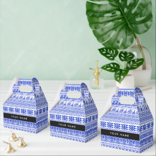 Fret, Gemengde Meander Key, Blauw, Jouw naam Bedankdoosjes