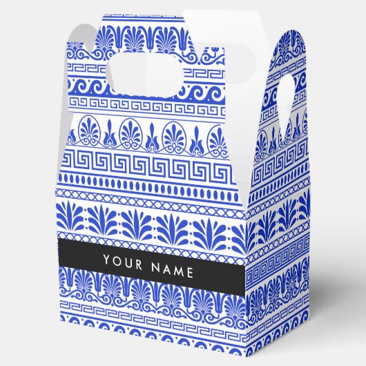 Fret, Gemengde Meander Key, Blauw, Jouw naam Bedankdoosjes (Geopend)