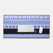 Fret, Gemengde Meander Key, Blauw, Jouw naam Bureaumat (Keyboard & Muis)