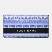 Fret, Gemengde Meander Key, Blauw, Jouw naam Bureaumat (Voorkant)