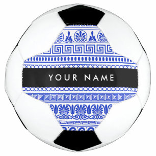 Fret, Gemengde Meander Key, Blauw, Jouw naam Voetbal