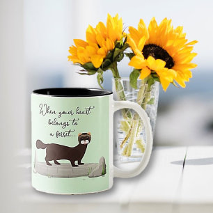 Fret! Schattige cadeau voor fret liefhebbende vrie Tweekleurige Koffiemok