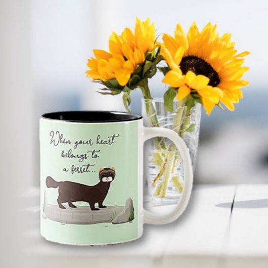Fret! Schattige cadeau voor fret liefhebbende vrie Tweekleurige Koffiemok