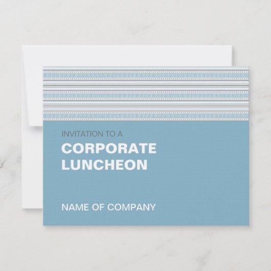 Fret Stripe Cornflower Corporate Luncheon Kaart (Voorkant)