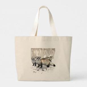 Fretten maken me gelukkig Knuffel fret liefhebber Grote Tote Bag