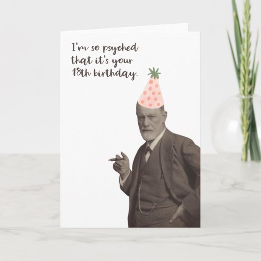 Freud Funny 18th Birthday Psychology Kaart (Voorkant)