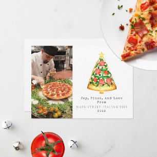 Freude Pizza Liefde Kerst Italiaans Restaurant Fot Feestdagenkaart