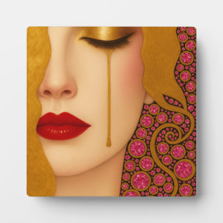 Freya's hartzeer gouden tranen in roze motief fotoplaat