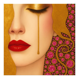 Freya's heartache golden tears in pink motif foto afdruk