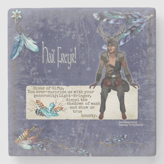 Freyr Blot Blessing Marble Altar Foci Stenen Onderzetter (Voorkant)