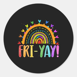 Fri-Yay Lerarenweekend Vrijdag Boho Regenboog Ronde Sticker