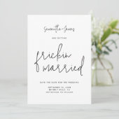 Frickin Getrouwd Modern Script Minimal Zwart Wit Save The Date (Staand voorkant)