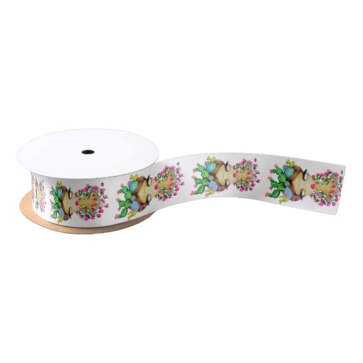 Frida Cacti Ribbon, wit - verticaal Lint (Spoel)