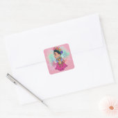 Frida cartoon met Aap Vierkante Sticker (Envelop)