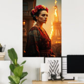 Frida en Flames - Poster de Portrait Surreal (Bureau à domicile)